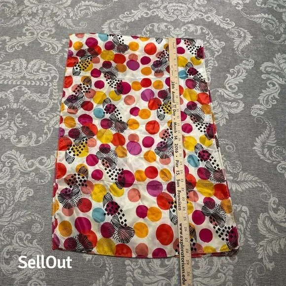 Women's Colorful Polka Dot Scarf Multicolor OS Standard 56"x18" Red - Picture 2 of 3